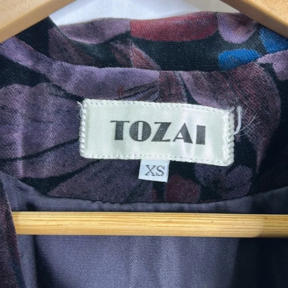 Tozai Vintage boho floral velvet cotton oversized pocketed cloak jacket